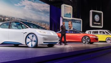 Photo of three VW electric vehicles from author