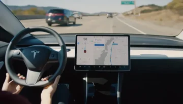 Photo of Tesla dashboard from Electrek