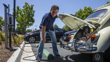 Gas to electric car conversion photo from LA Times shared by Drive Electric Dayton.