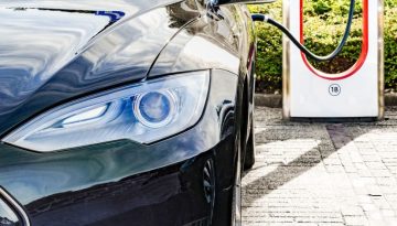 Photo of a charging Tesla EV