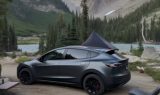 Photo of author's Model Y campsite in the mountains